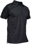 TACVASEN Men's Polo Shirt Short Sleeve Moisture Wicking Pique Casual Workout Golf T Shirt Summer Black 2XL