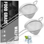 Walfos Small Fine Mesh Tea Strainer, 3.3 Inch Stainless Steel Mesh Sieve with Sturdy Handle, Premium Small Conical Kitchen Metal Sifters Strainers for Tea, Cocktail, Coffee, Juice, Flour (2 Pack)