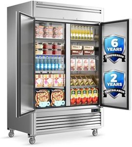 Coolski 54"W 2 Door Commercial Refrigerator, 49 Cu.ft Stainless Steel Reach-in Fridge Solid Door Upright Fan Cooling 2 Section Refrigerator for Restaurant, Bar, Shop, Garage, ETL and DOE Approved