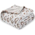 SOCHOW Uragiri Flannel Fleece Throw Blanket, Lightweight Super Soft Cozy Plush Bed Blanket, 150cm × 200cm, Brown Leopard