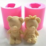 RKG Bear Candle Mold Animal Mold Bear Resin Mold Clay Mold Bear Mould Bear Silicone Candle Mold Decorated Pillar Candle Mould Teddy Mould (2PC Couple Teddy Mold)