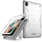 Poetic Revolution Series Designed for iPad Pro 12.9 2021/2020/2018 5th/4th/3rd Generation Kickstand Rugged Case, Full-Body Heavy Duty Case, Built-in Screen Protector, White/Gray