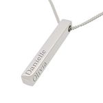 Sterling Silver Solid 3D Personalised Name Bar Necklace