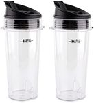 Anbige Replacement Parts for Ninja Blender, 16oz Cup with Lid Compatible with Ninja BL770 BL660 BL810 QB3000 All Pro 4 Tab Blenders (2 cups + 2 sip&seal lids)