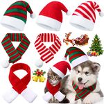 6 Pieces Pet Cat Dog Christmas Hat with Scarf pet Santa Hat Scarf Set Holiday Party Cute Costumes for Small Dogs Cats