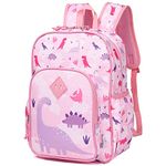 Toddler Kids backpacks,VASCHY Cute Lightweight Water Resistant Preschool Kindergarten Backpack for Girls Pink Dinosaurs