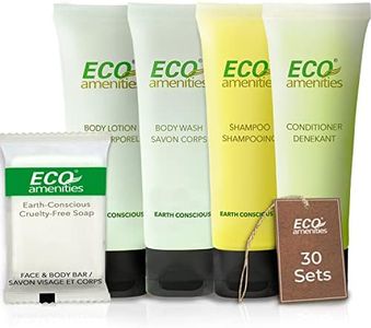 ECO Amenities 150 PIECE Hotel Toiletries Set - 5-in-1 Travel Toiletries include 30ml Shampoo, Conditioner, Body Lotion, Body Wash, and 28g Soap (30 each) - Perfect for Hotels, AirBnB, and Hospitality