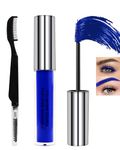 Blue Colored Mascara for Eyelashes Eyebrows, Tinted Brow Mascara Waterproof Long Lasting Eyebrow Gel, Lengthening Curl Non Clump Colorful Mascara Smudge-proof Thickening Brow Gel, Eye Makeup for Women