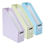 Y YOMA 6 Pack Cardboard Magazine File Holder Collapsible Magazine Holder with Labels Colored Magazine Storage Box for Desktop Shelves Document Storage Box Easy to Assemble, Pastel Design