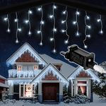 NETTA Icicle Lights Outdoor Christmas 480 LED 15m Lit Length, Cool White LED Icicle Fairy House Lights with Memory, 8 Hours On Timer, 8 Lighting Modes, Mains Powered – 480 LED, Cool White