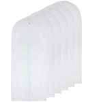 Garment Bag Clear for Long Dress 60 x 153cm(24'' x 60'')(24'' x 60'') Moth Proof Garment Bags White Breathable Full Zipper Dust Cover for Clothes Storage Closet Pack Of 6