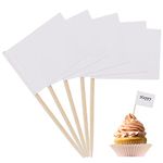 100PCS Party Food Labels for Buffet, White Blank Toothpick Flags Cocktail Sticks Food Flags for Buffets to Write it On, Personalised Cupcake Toppers Cheese Labels