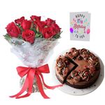 80 Rose Garden 12 Red Roses Bunch with Chocolate Cake- 500g | Gift for Birthday, Anniversay & Valentines Day Celebrations Nextday Delivery