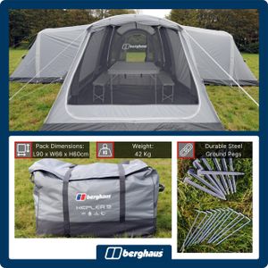 Berghaus 9-Man Air Tent, Grey – Kepler Family Camping Shelter