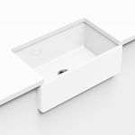 VELANSO Velaro Farmhouse Kitchen Sink 30 Inch, Fireclay Apron Front Farmhouse Single Bowl Undermount Kitchen Sink in Bright White, 30"x18"x10", F8030-BW (White, 30 Inch Single Bowl)