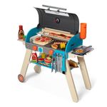 Melissa & Doug Wooden Deluxe Barbecue Grill, Smoker and Pizza Oven Play Food Toy for Pretend Play Cooking for Kids - FSC-Certified Materials