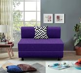 Cloudyfeel Leg Sofa Cum Bed Sofa | 1 Seater | Sofa Bed 3X6 Feet, Foldable Sofa Bed with Cushion for Living Room - Jute Fabric - Purple Color