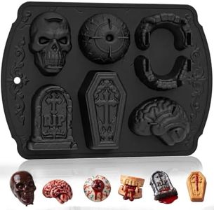 HKNMTT Skull Cake Pizza Pan 6 Spooky Shapes Halloween Silicone Baking Mold