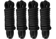 Amarine Made 4 Piece 5/8 Inch 25 FT Double Braid Nylon Dockline,Mooring Rope Double Braided Dock Line (Black)