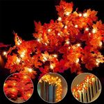 Ainkedin Autumn Decorations, Fairy Lights, 30 Maple Leaf Light, Garden Lights Outdoor Lights, Autumn Wreath, Christmas Decorations Halloween Decorations Leaves Decoration Thanksgiving Decorations