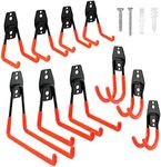 ValueMax Garage Hooks, Heavy Duty Tool Organizer Wall Mount, Steel Holders and Hangers Utility for Garden, Tools, Ski, Bike, Ladders(10 Pack), Orange+black