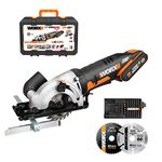 WORX 18V(20V MAX) Cordless Circular Saw WX527.1, PowerShare, 2.0Ah, Parallel Guide, TCT 24T Blade, Blade 85mm, Maximum Cutting Capacity 27mm, 1H Quick Charger