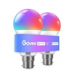 Govee RGBWW Smart Bulb B22, Work with Matter, Alexa and Google Assistant, Energy Saving WiFi Alexa Light Bulbs, 9W, 800LM, 16 Million Colors, 54 Scenes, 2 Packs
