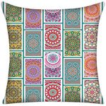 Yisumei Cushion Cover, Home Decor Mandala Multicoloured, linen, brown, 80 x 80 cm