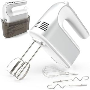 CBQ Hand Mixer Electric, 9 Speed 400W Handheld Mixer with Digital Display, Touch Button, Turbo, Snop-On Storage Case, 5 Stainless Steel Accessories, Mixer Electric Handheld for Cake, Cookie, Egg,