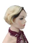 Abnitio Hair 100% human hair Short Bob Front Lace Wig for Women and Girls, Pre Plucked and Bleached Knots Natural Hairline blonde wig (8 Inches, 4/613)