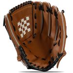 Baseball Glove,Baseball Softball Mitts,Performance Composite Leather Baseball Mitts for Youth Adult,Infield Outfield Mitts (Brown, 12.5 in)