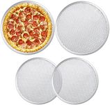 Milkary 4 Pieces Seamless Round Pizza Screen, 2 Pieces 12 inch Aluminum Mesh Pizza Screen and 2 Pieces 10 inch Pizza Mesh Baking Tray for Home Kitchen Restaurant Supplies