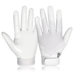 RIGWARL Football Gloves Men, Youth & Adult Football Gloves, Performance Enhancer Receiver Gloves with Super Tacky Grip for Ultimate Experience, Adult & Youth Sizes (White, Adult-M)