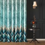 Story@Home Whiteout Digital Print Curtains for Long Door 9 Feet Set of 1 Room Brightening Long Door Curtains for Home | (118 x 275 cm, Mint Green & Light Grey) Perfect for Decorative & Festive Gifting