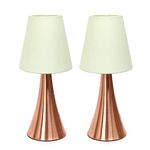 Simple Designs LT2014-CRM-2PK Mini Touch Table Lamp Set with Fabric Shades 2 Pack, Cream, 11.5"x 4.88"x 4.88"