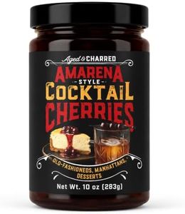 Cocktail Amarena Cherries in Syrup, 10oz (30+ Count) - Premium Whiskey Bourbon Cocktail Garnish - Black Cherries for Old Fashioned, Manhattan and Desserts, Made in USA
