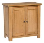 Hallowood Furniture Waverly Oak Small Cupboard in Light Oak, Solid Wooden 2 Door Cupboard with Adjustable Shelf, Sideboard Storage Cabinet for Bedroom, Multipurpose Cupboard