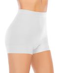 Shapewear Boyshorts Slip Shorts Under Dress Anti Chafing Seamless Tummy Control Body Shaper Underwear (#02 White-Light Control,X-Large)