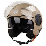 Steelbird GT Dashing ISI Certified Open Face Helmet for Men and Women with Inner Sun Shield ( Dual Visor Mechanism ) (Medium 580 MM, Dashing Desert Storm)