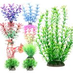 RJMBMUP Fish Tank Decorations，Artificial Plastic Plants Aquarium Ornaments Multicolor Accessories Set for Tropical Goldfish