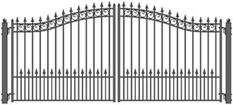 ALEKO Dual Swing Driveway Gate | 16 x 6 Feet | Anti-Rust Galvanized Steel Gate | Outdoor Fence Gate | Swing Security Barrier | DG16PRAD | (16x6, Prague Style)