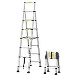 Telescoping Ladder,Heavy Duty A-Frame Aluminum Telescopic Ladder,6+7 Steps Portable Extension Ladder Adjustable Lightweight Folding Ladder for Home or RV Work,330lb Capacity(2.0+2.3M)