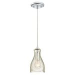 63292 One-Light Indoor Pendant, Chrome Finish with Clear Rippled Glass