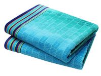 COTTON CRAFT Oversized Beach Towel - 2 Pack Big & Huge Towel Set - 100% Cotton - Pool Picnic Bath Towel - Plush Terry Jacquard Velour 450 GSM Thick Super Soft Absorbent Luxury - 35 x 70 - Blue Tiles