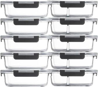 Glass Food Storage Containers(5 Pieces with Partitions,5 Pieces without Partitions),Glass Meal Prep Containers with Snap Lock Leakproof Lids,for Microwave,Freezer,Oven and Dishwasher