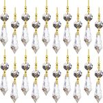 RANRAO 20Pcs Gold Clear Grid Chandelier Crystal Pendants, Crystals Prism Chandelier Crystals Clear Teardrop Crystal Pendants Hanging Crystals for Windows Home Decor