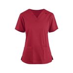 Scrub Tops Beauty Tunic Dog Grooming Mock Wrap Work Care Tunic Uniform Comfy Top for Carer Beauty Scrub Top Tunic Workwear V Neck Solid Color Spa Nail Salons