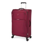 ATLANTIC Artisan III Large Checked Luggage — Expandable, Lightweight, Water-Resistant Suitcase with 8 Spinner Wheels and Lockable Zipper Puller Heads — Burgundy, 28-inch