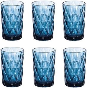 Bandesun Drinking Glass set of 6 Modern Glassware Diamond Pattern Tumbler Cup（12 OZ），for Water，Cocktail，Milk，Juice and Beverage