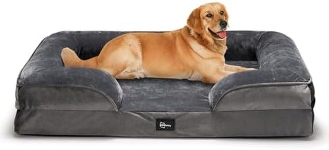 Petzly Dog Bed with Sides, Orthopedic Dog Sofa Bed for Extra Large Dogs, Ultra Cozy Pet Bed with Egg-Crate Foam, Removable Washable Cover, Grey, XL(106x81x18cm)